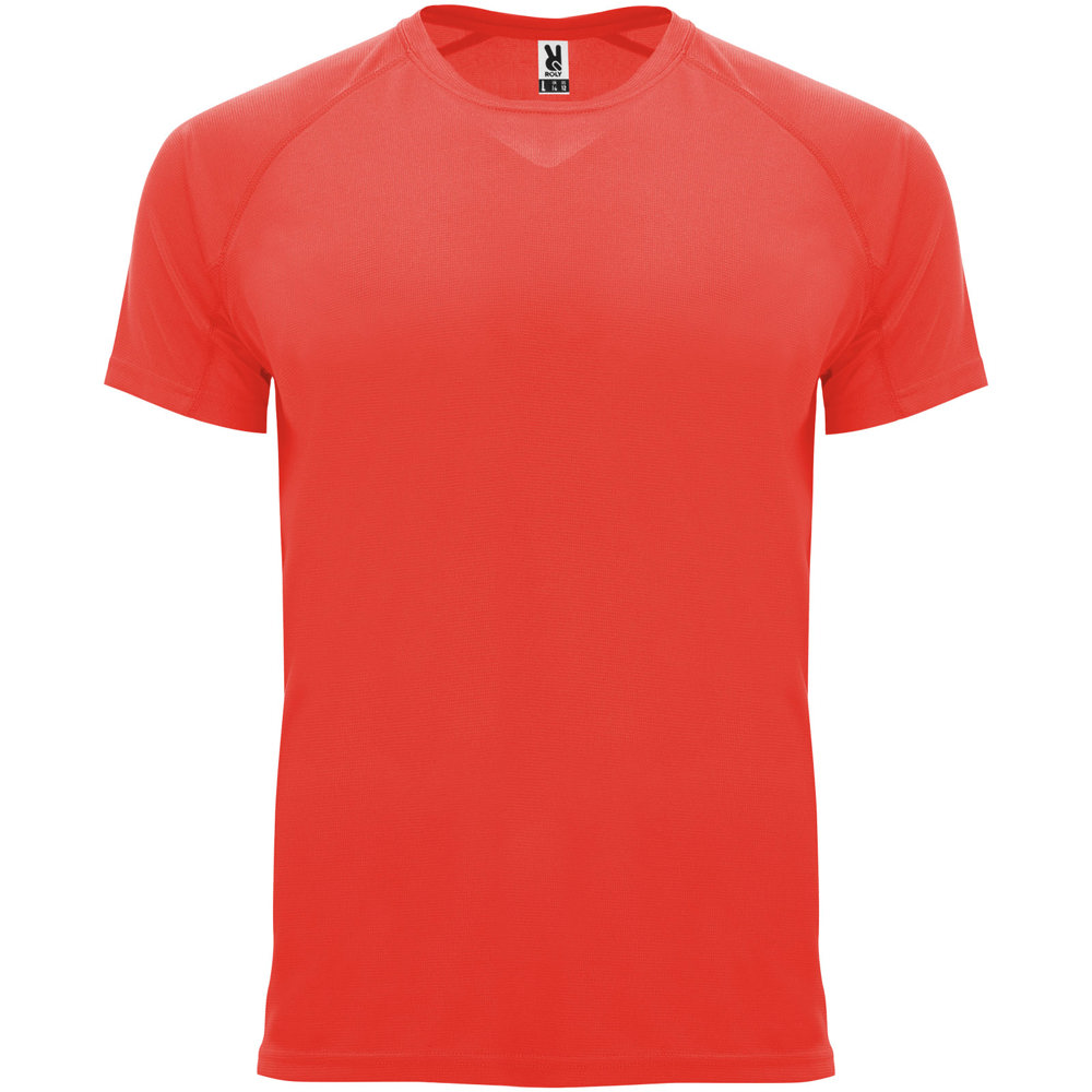 Bahrain 135 g/m² sportshirt met korte mouwen voor kinderen - Fluorkoraal
