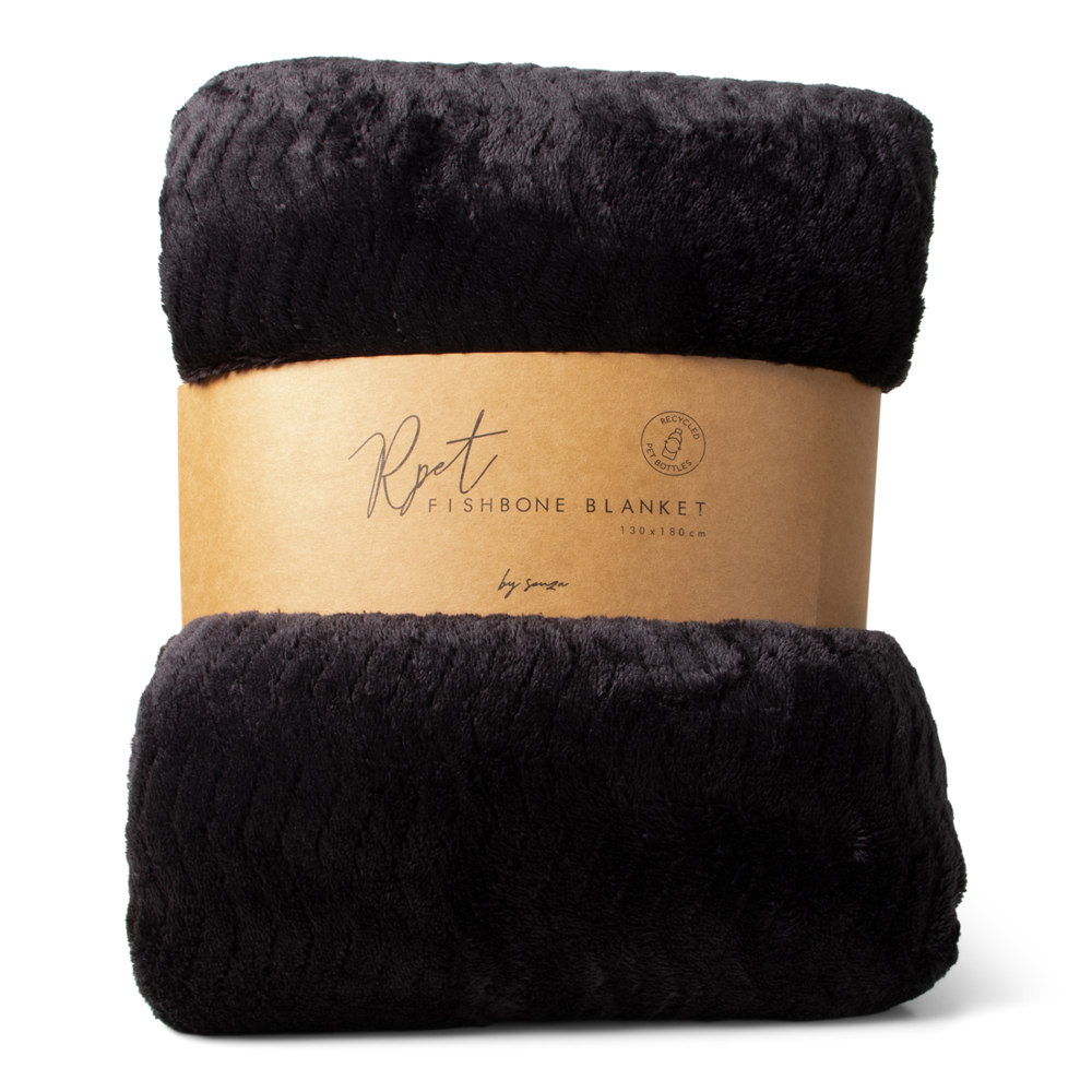 JENS Living Fishbone Woondeken RPET Zwart