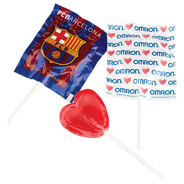 Grote ronde of hartvormige platte lolly