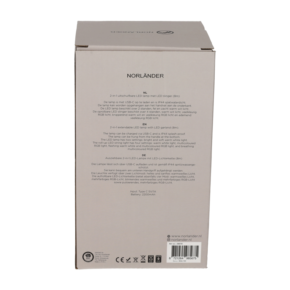 NORLÄNDER 2-in-1 Uitschuifbare LED Lamp & Slinger Taupe