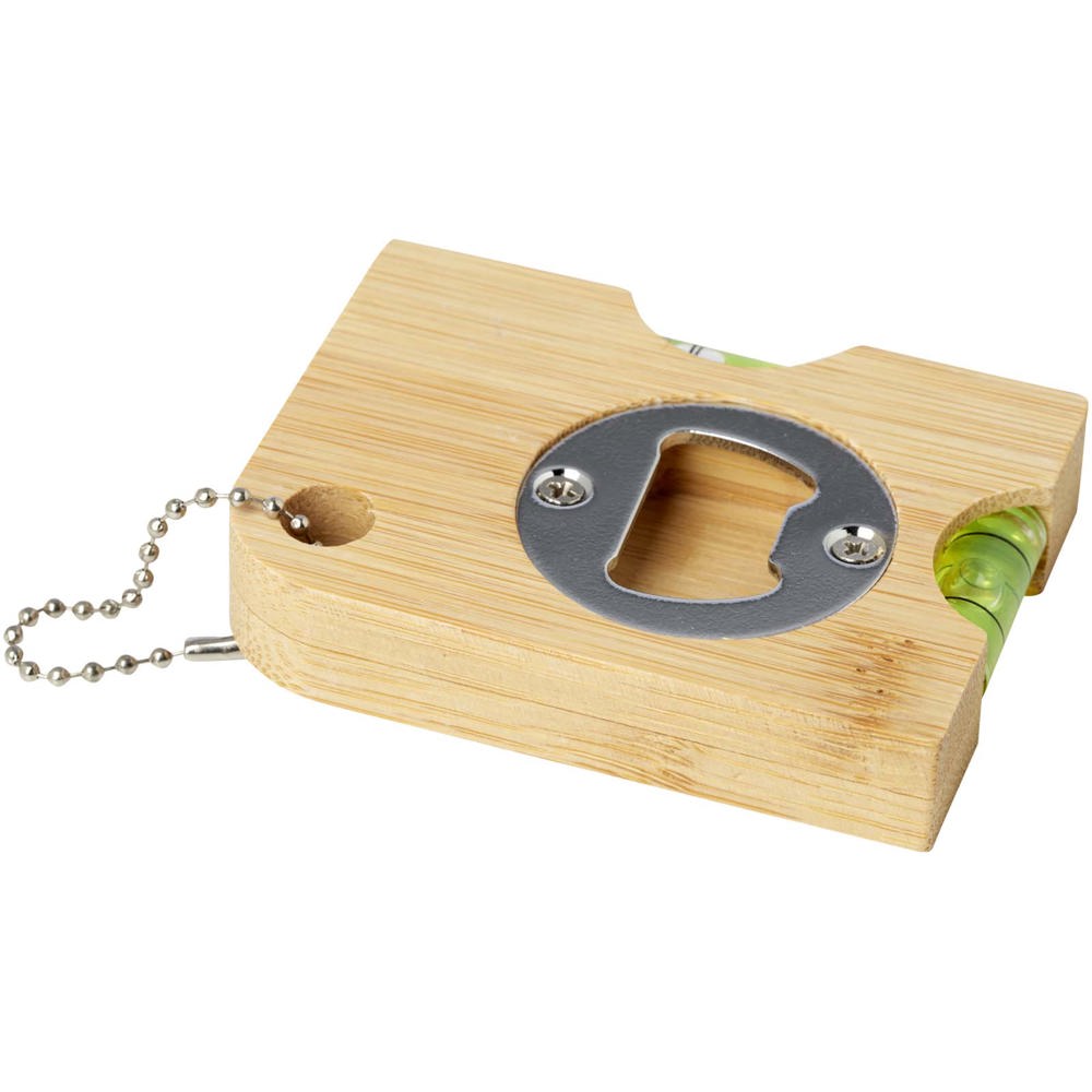 Levo flesopener van bamboe met waterpas 