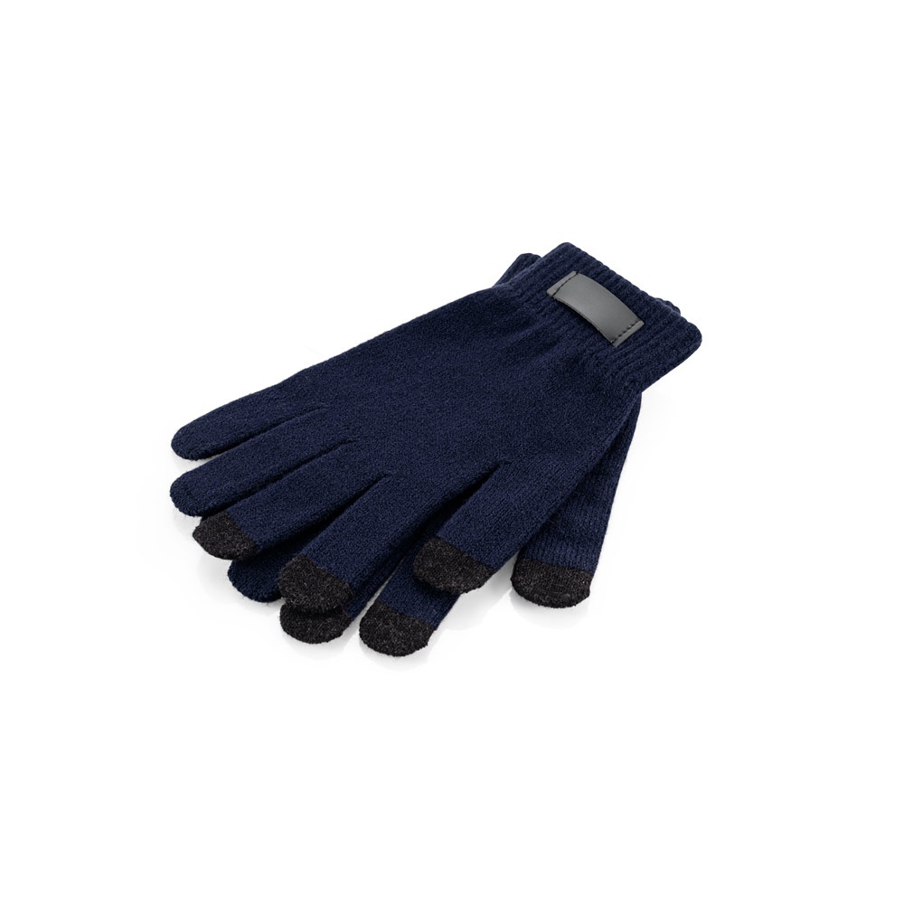 BURROW. Handschoenen van gerecycled polyester (100% rPET), met touch tips - Marineblauw