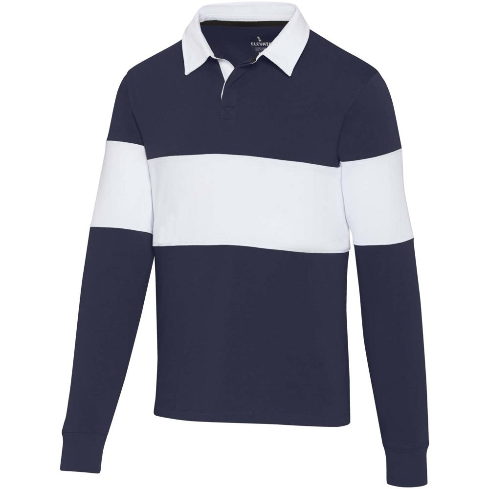 Clyde unisex organic rugbypolo sweatshirt - Marineblauw, Wit
