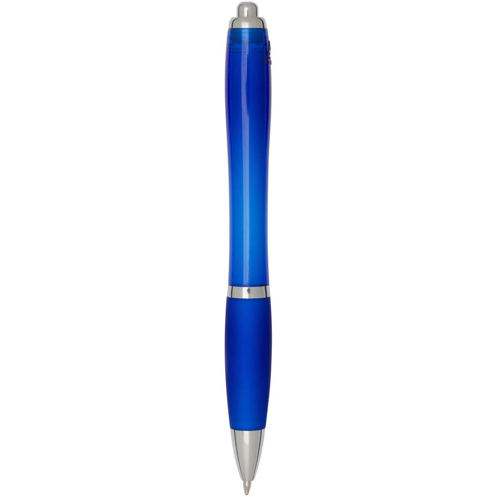 Nash balpen van RCS gerecycled plastic met gekleurde behuizing en grip (blauwe inkt)