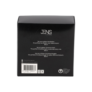 JENS Living Glitter Kerstballen Zwart /4