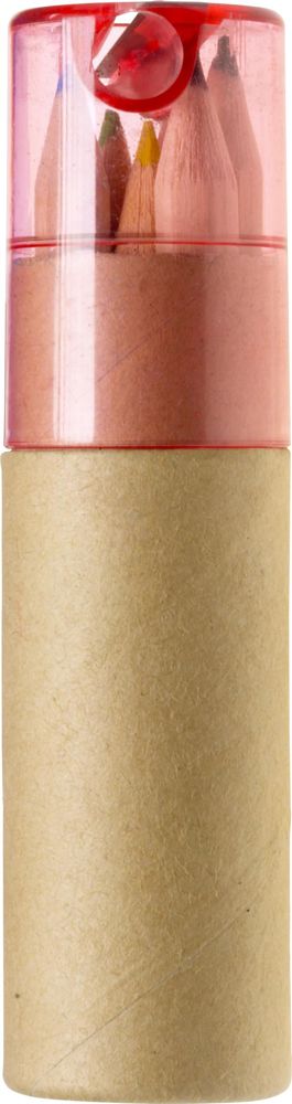 Kleurpotloden set Libbie | Gerecycled karton | 6 stuks - Rood
