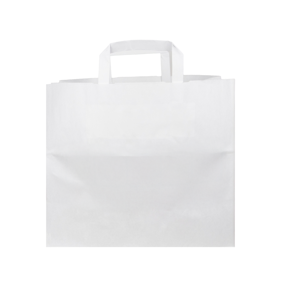 Papieren snacktassen met gevouwen handvat - wit