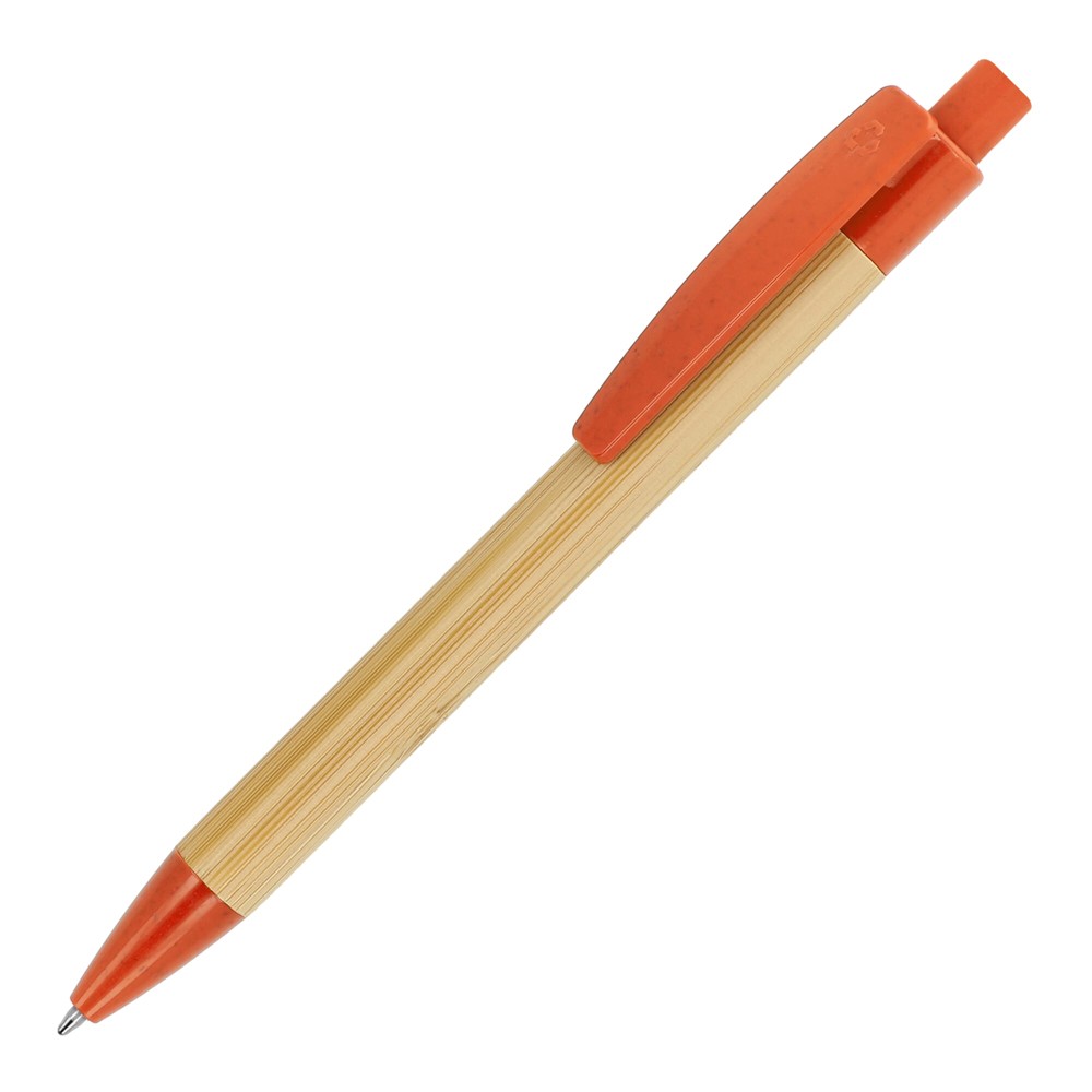 Ball pen bamboe met tarwestro - oranje