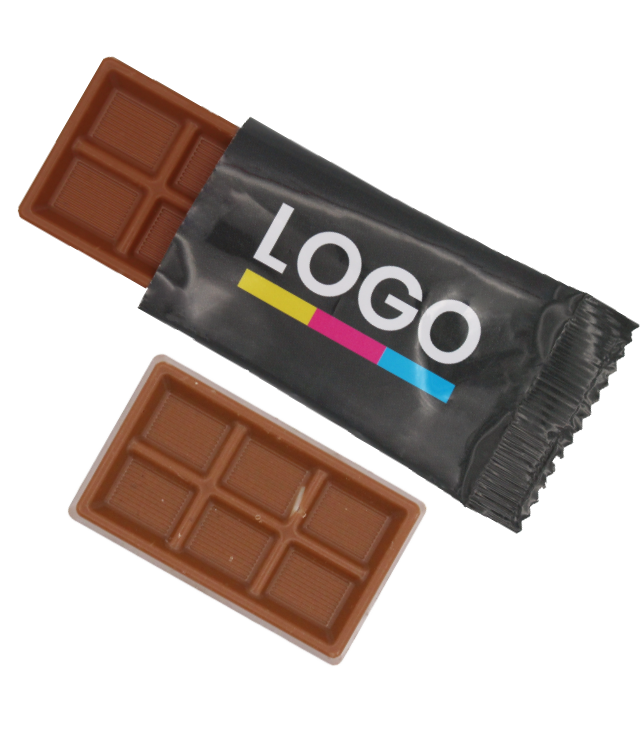 Melkchocolade tabletje in bedrukt folie