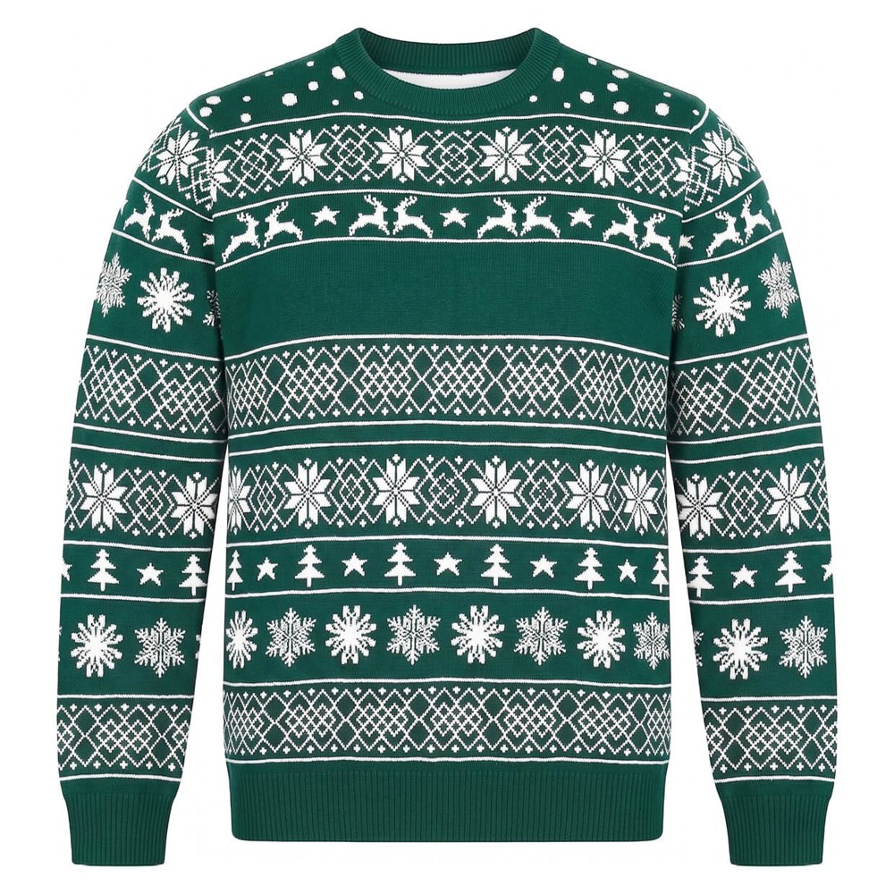 Kersttrui - Flessengroen (PMS 3308c) / Wit