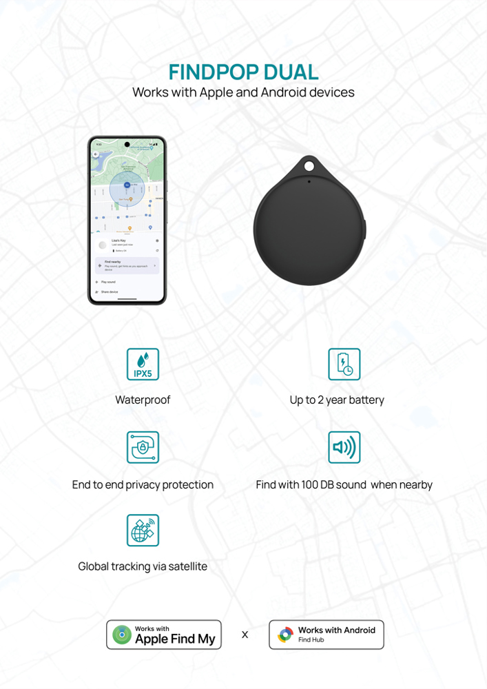 Findpop Dual RCS recycled plastic item finder IPX5