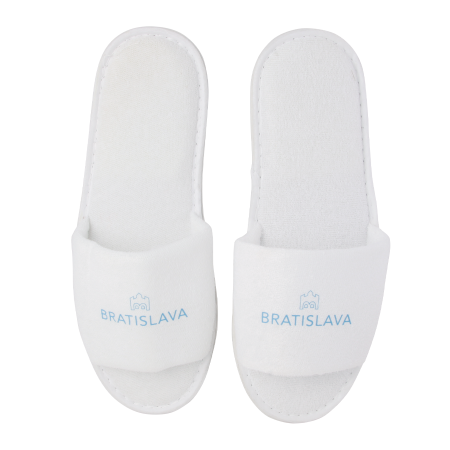 Paar slippers, badstof en open teen - Wit