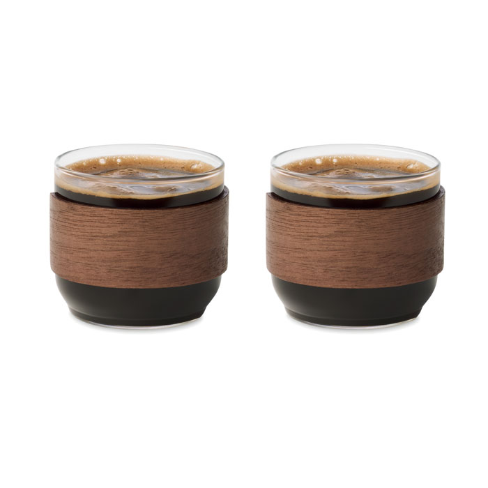 BOGOTA SET - Koffieglazen set walnoot greep