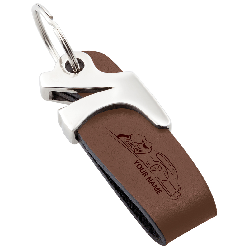 Sleutelhanger & flesopener P02606, Leder, Bruin