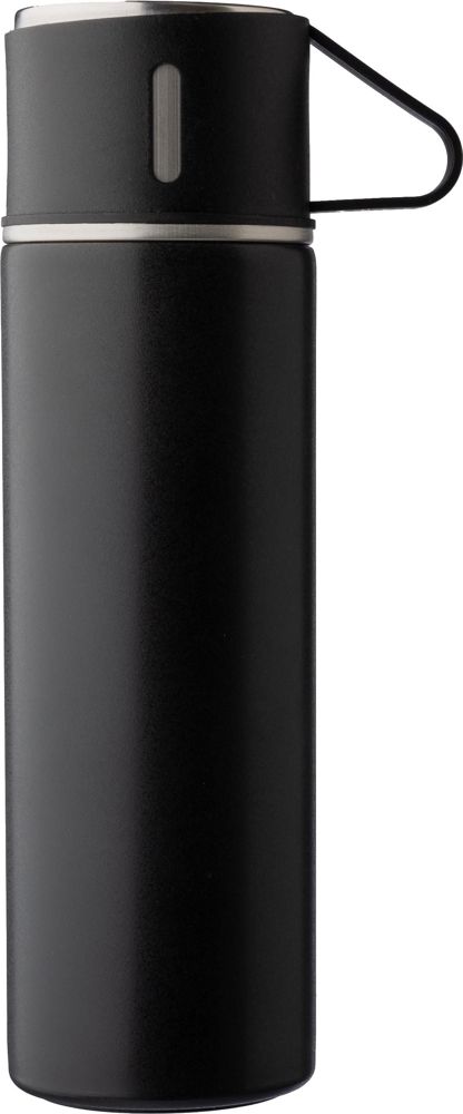Thermosfles-set | Rvs | 420 ml + 2 bekers - zwart