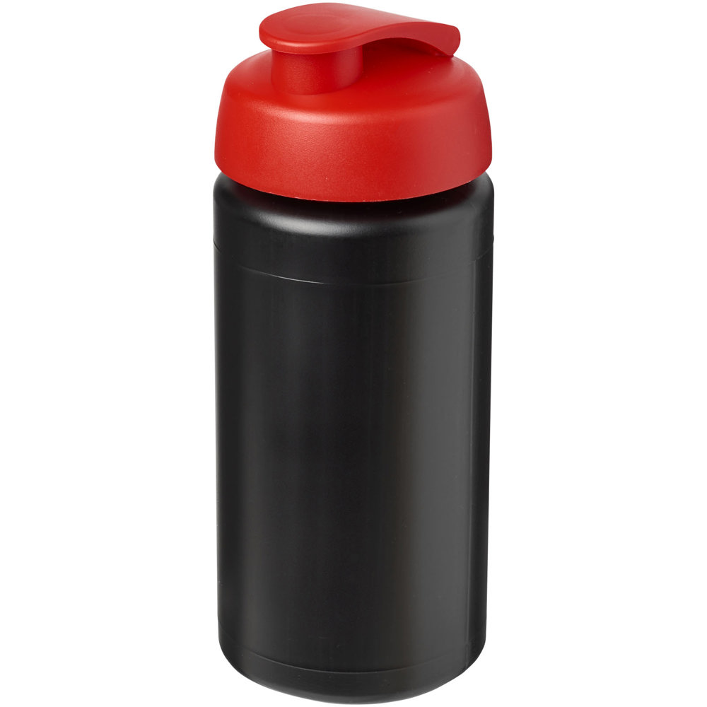 Baseline® Plus grip 500 ml sportfles met flipcapdeksel - Zwart, Rood
