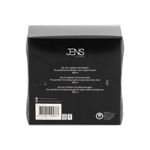 JENS Living Glitter Kerstballen Zwart /4