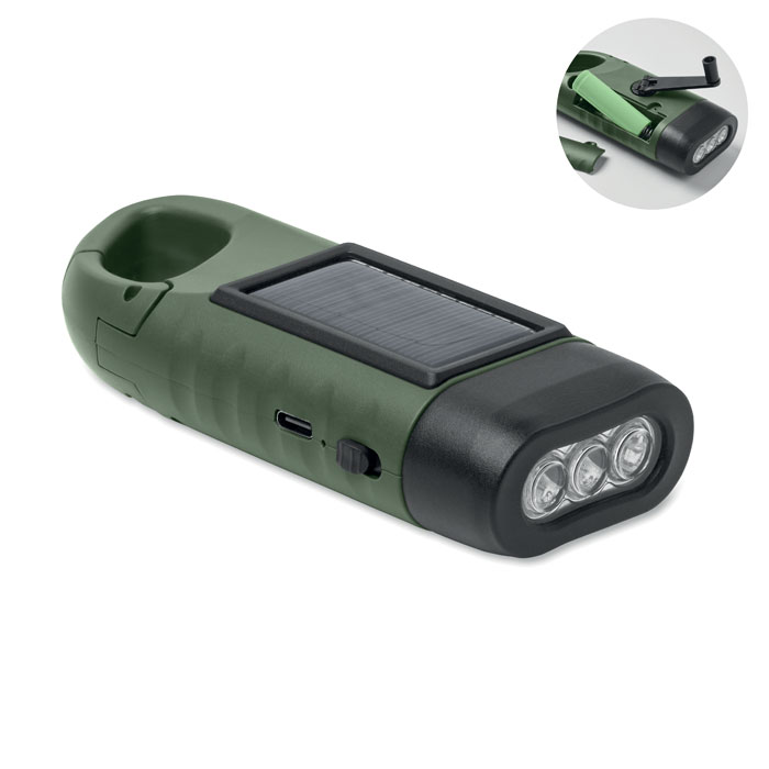 CRANCH - Zonnezaklamp met dynamo - Donker Marinegroen