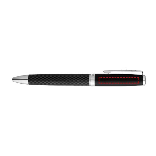 Koolstofvezel cadeauset met twee pennen en etui (zwarte inkt)