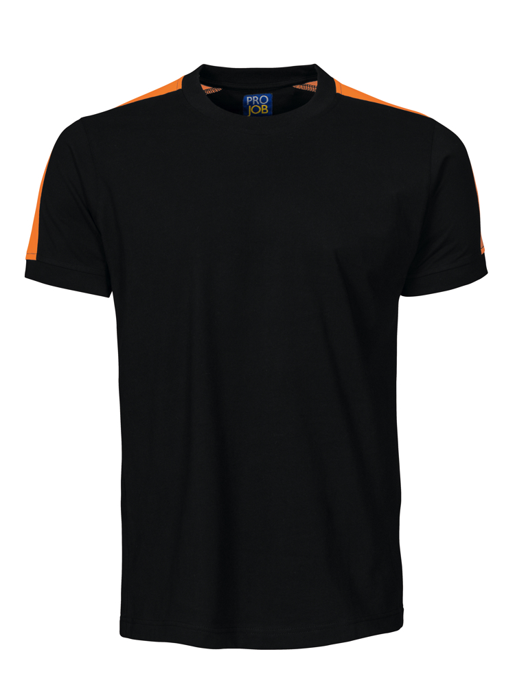 2019 T-SHIRT MET FLUO INZETSTUKKEN - zwart/oranje