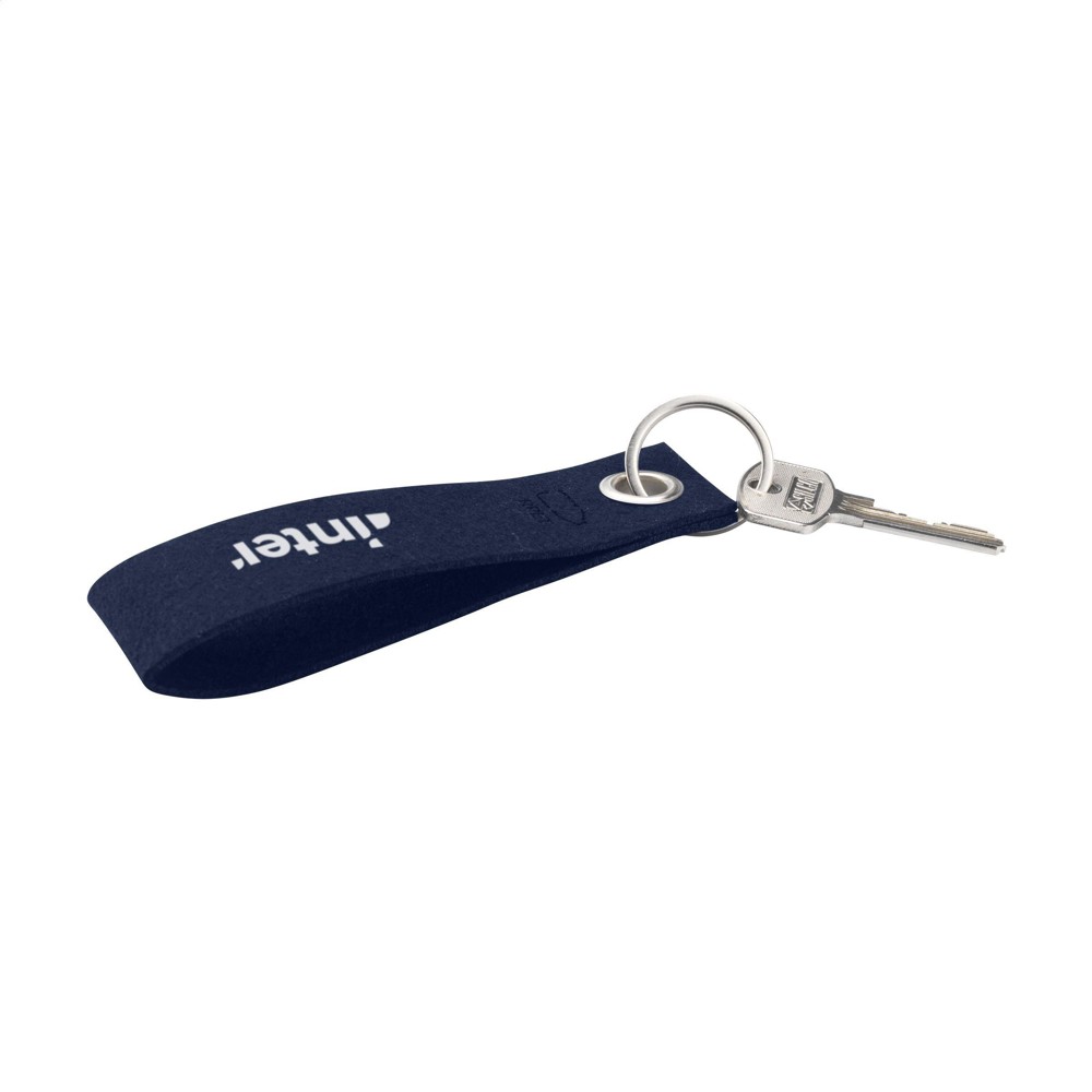 GRS RPET Felt Keyring sleutelhanger - donkerblauw (± PMS PMS 280C)