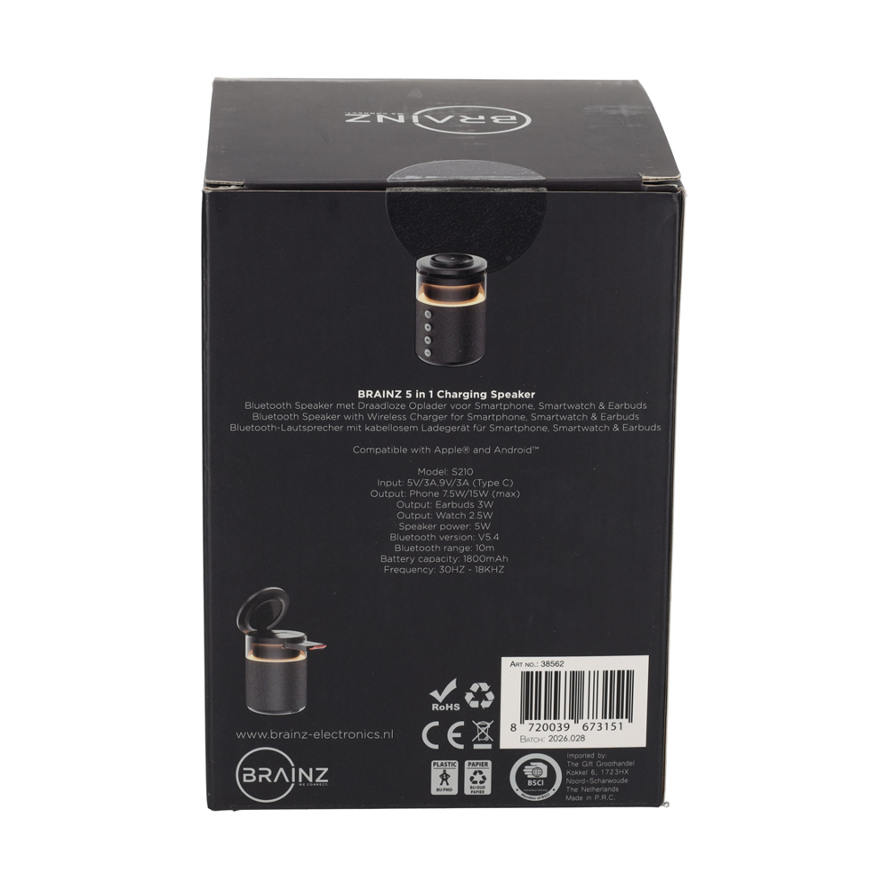 BRAINZ 5 in 1 Charging Speaker Zwart