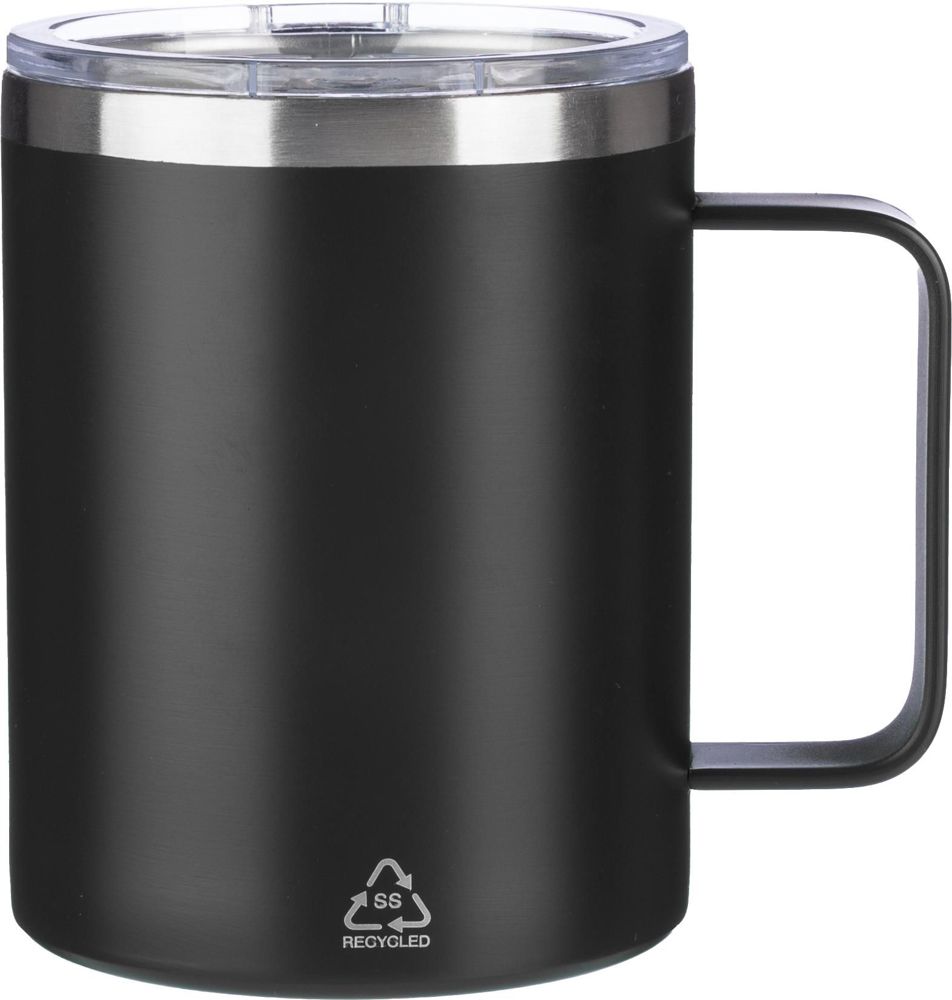 Dubbelwandige thermosbeker Renate | Gerecycled | 300 ml - Zwart