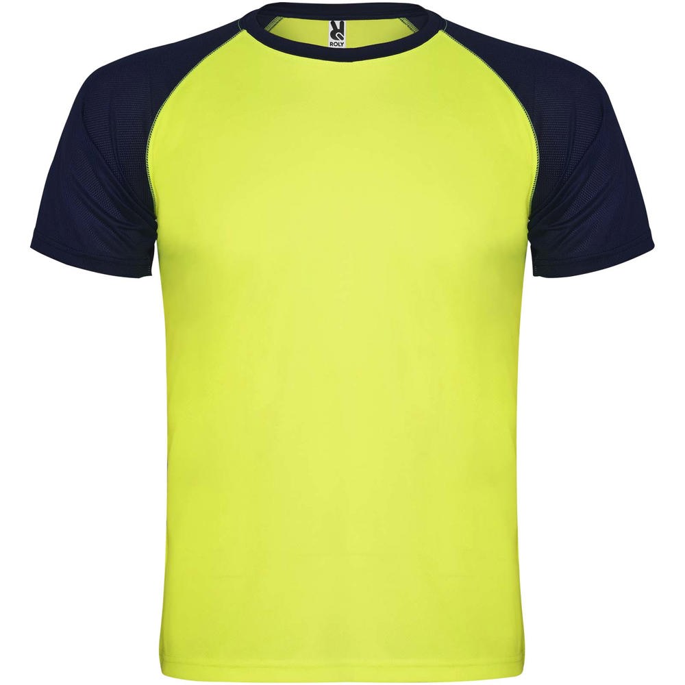 Indianapolis 140 g/m² unisex sportshirt met korte mouwen - Fluorgeel, Marineblauw