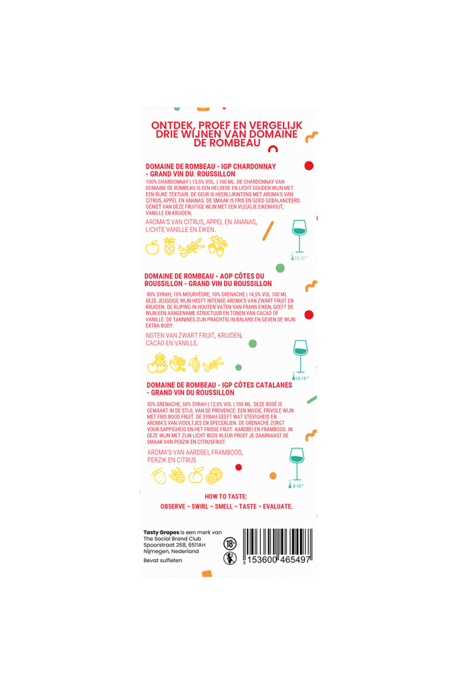 Tasty Grapes | Moments Proeverij | Domaine de Rombeau mix | 3x 100 ML | rPET | Gefeliciteerd!