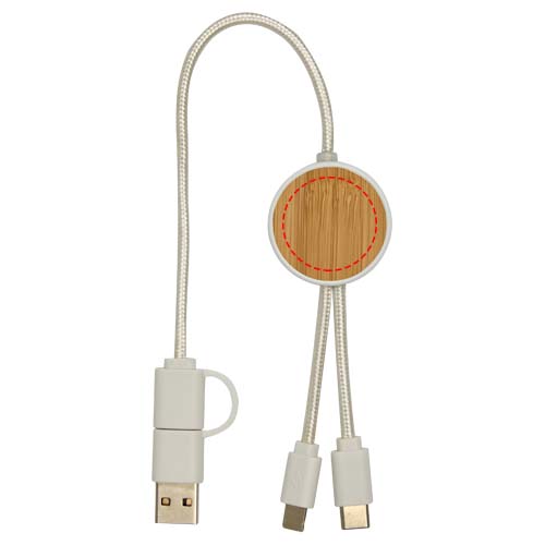 Chechia 5-in-1 30 cm datasynchronisatie- en 27 W snellaadkabel van gerecycled plastic met bamboe details