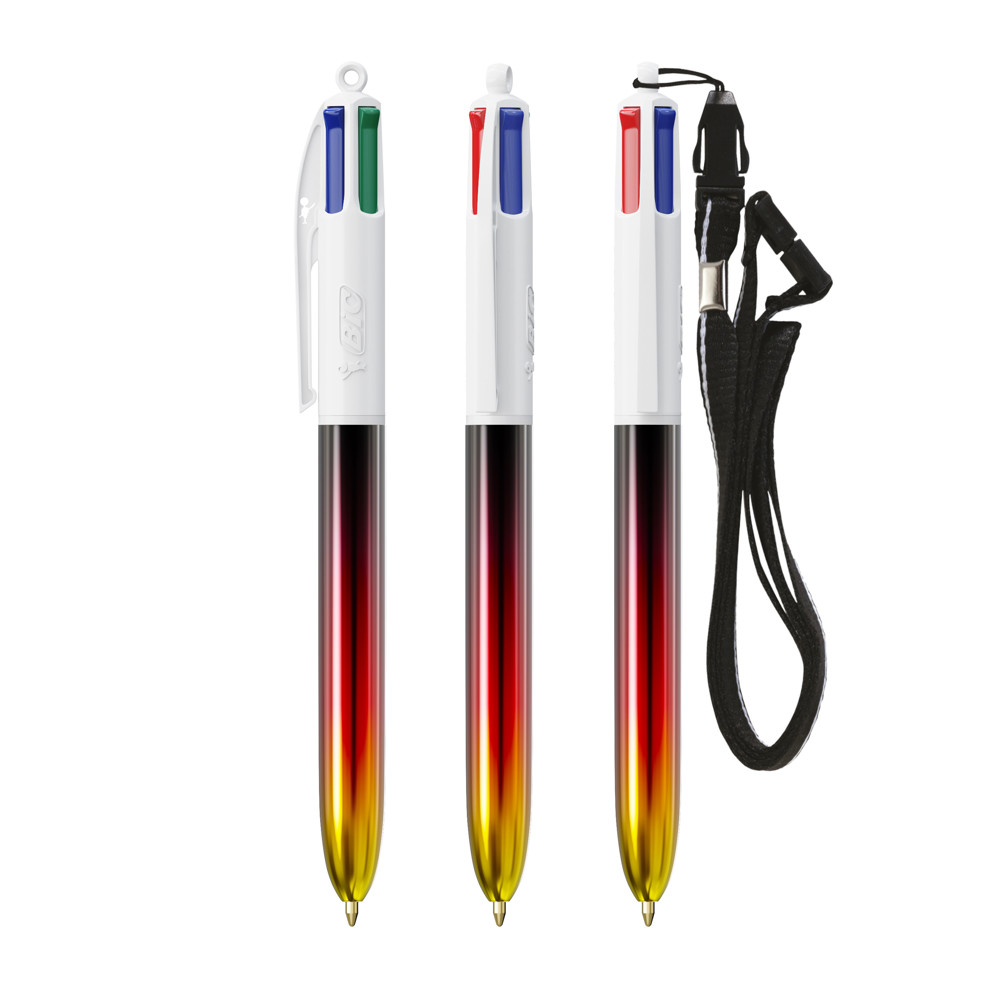 BIC® 4 Colours® Flags Collection + lanyard - Wit - Zwart - Rood - Geel