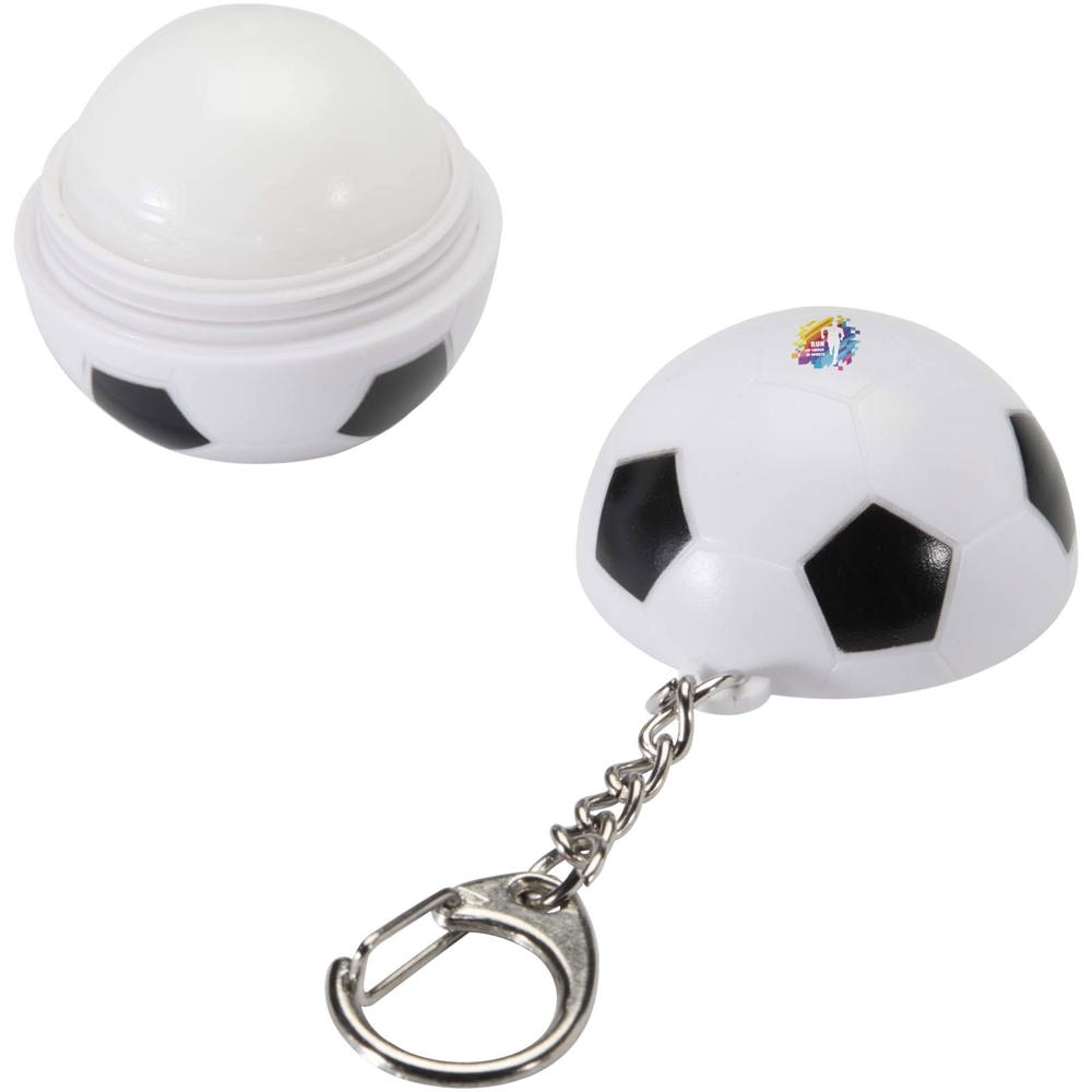 Rami voetbalvormige vanille lipbalsem met SPF 15 en sleutelhanger