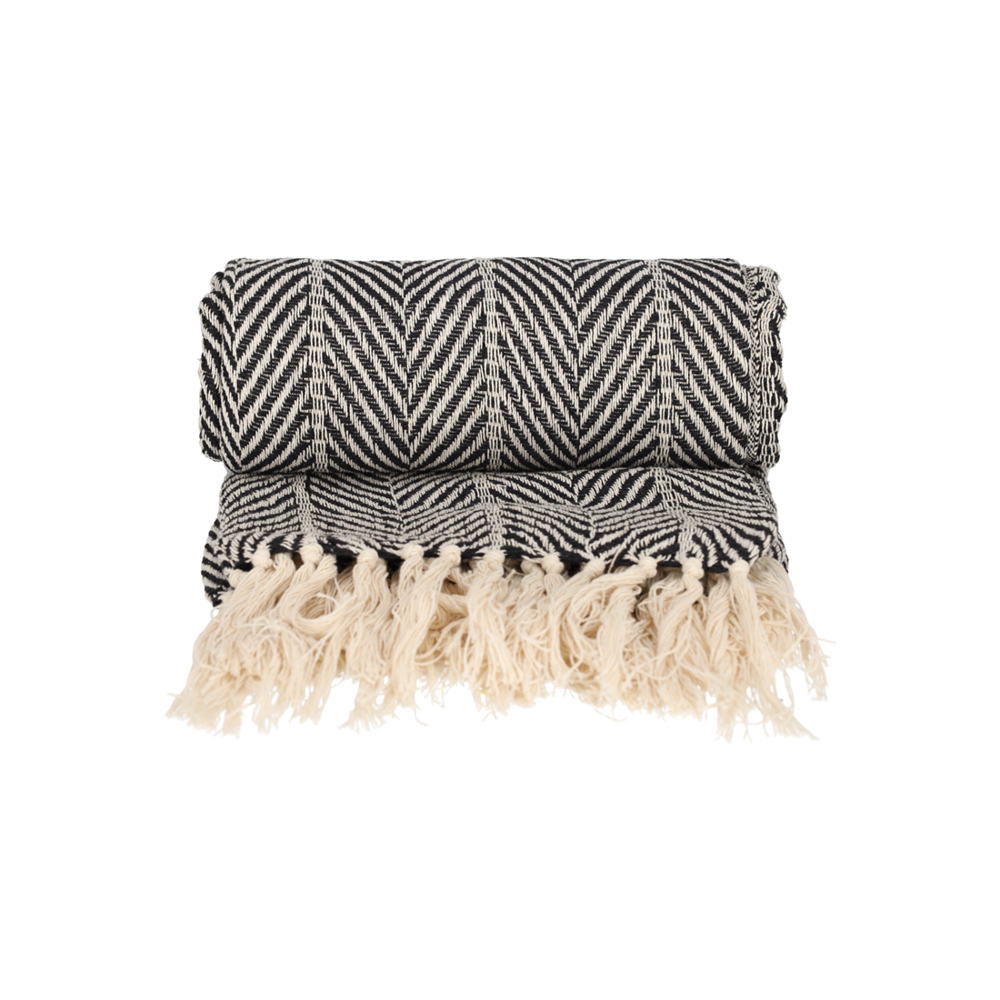 JENS Living Basic Recycled Cotton Plaid Zwart
