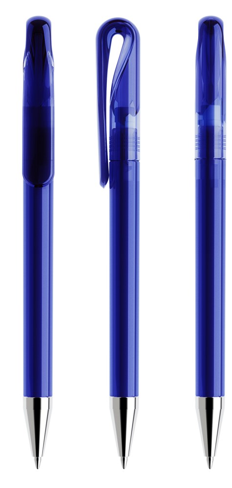 Prodir DS1TTC Transparent with Chrome Metal Nose-Cone - Classic Blue transparant