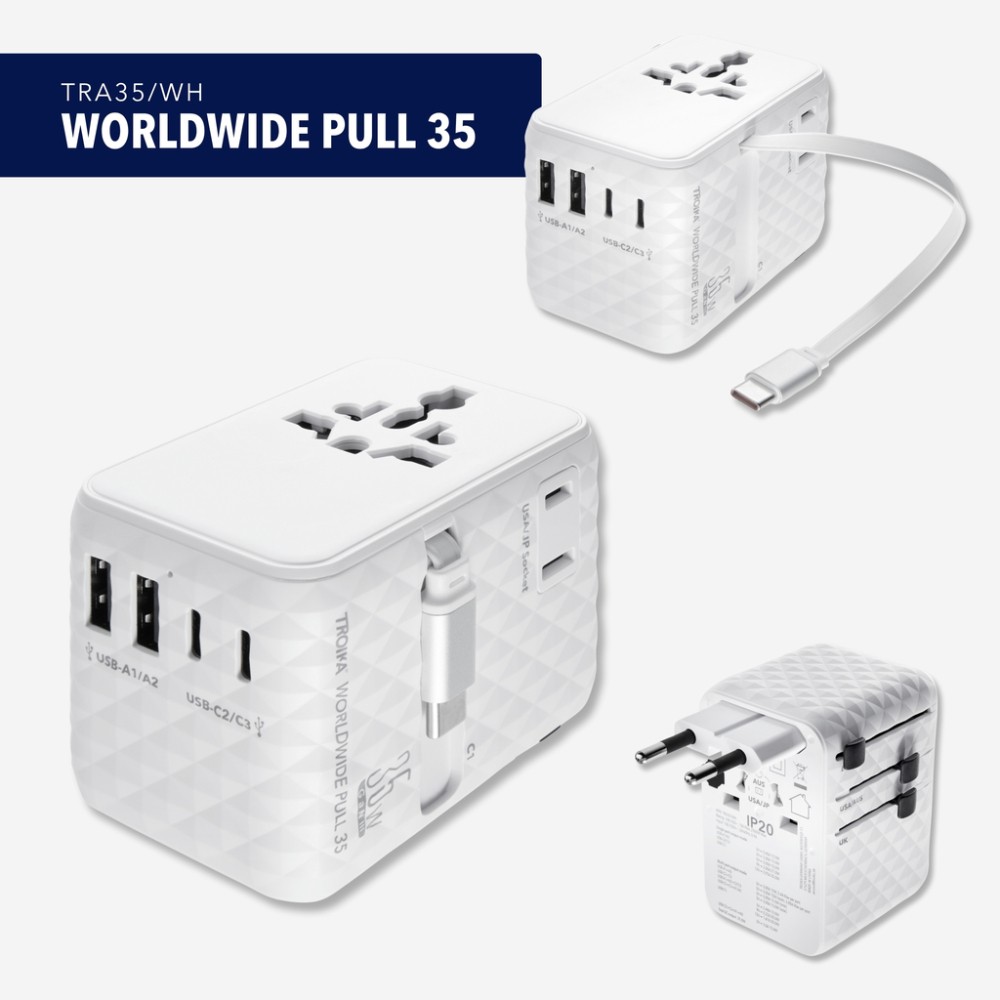 TROIKA Reisadapter WORLDWIDE PULL 35