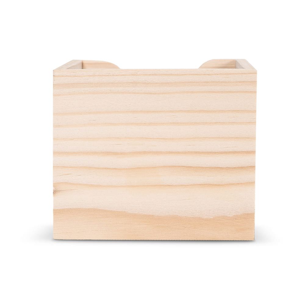 Kubushouder hout met wit papier 10x10x8.5cm 