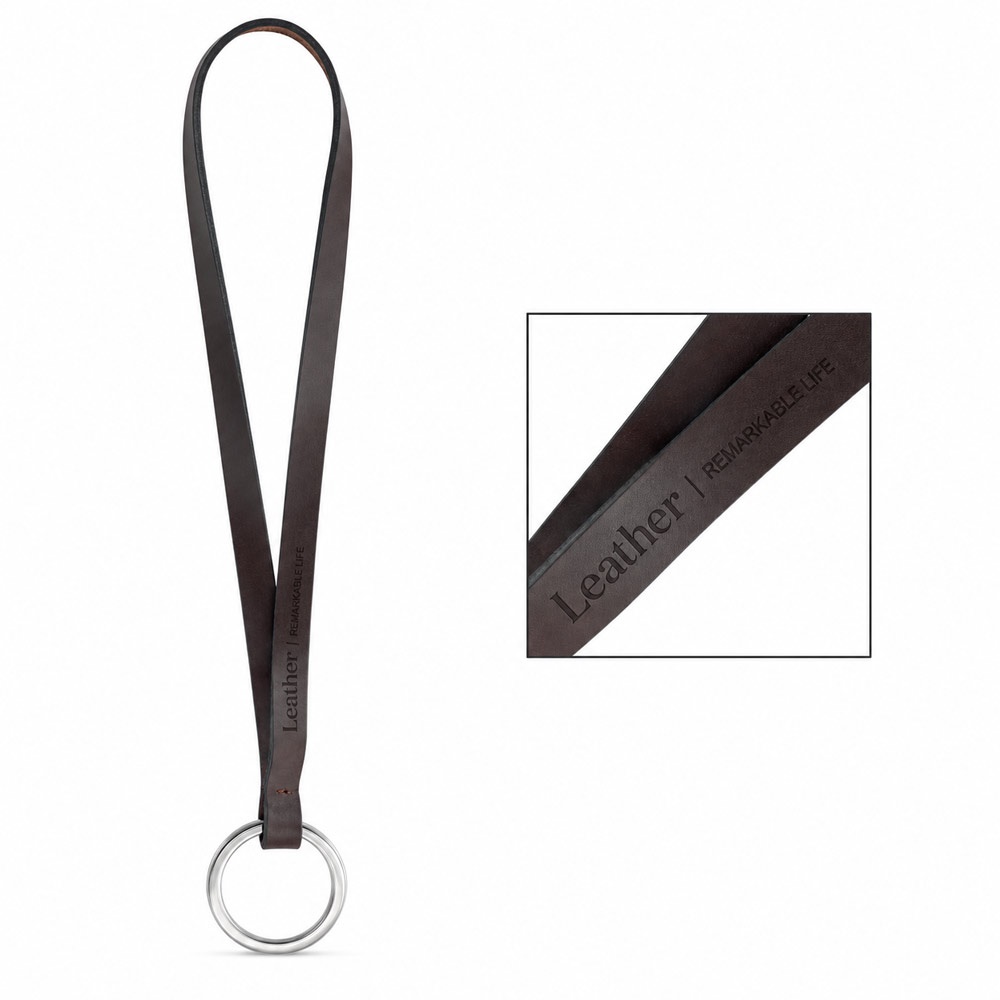 Gedrukt voorbeeld van Lanyard LEATHER Short Slim (10 mm)
