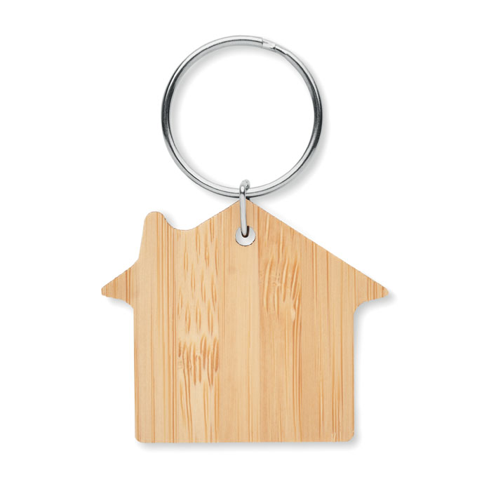 HOUSEBOO - Huisvorm bamboe sleutelhanger