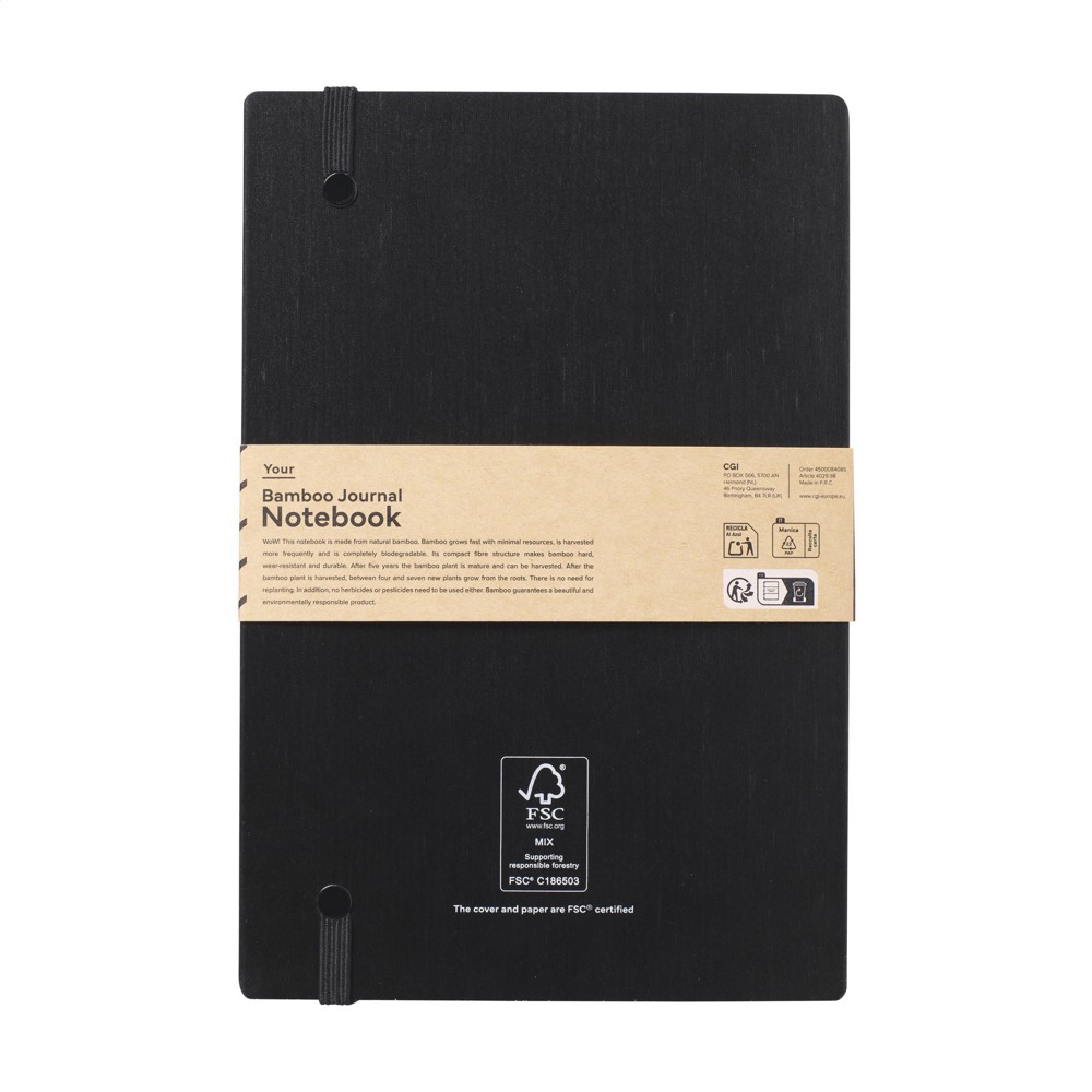 Bamboo Journal Naked Spine Notebook Black A5 notitieboek