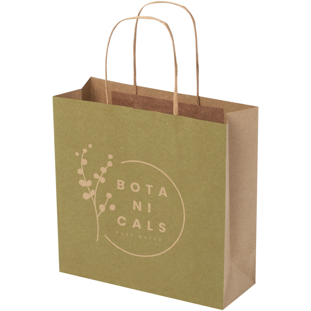 Papieren tas 120 g/m2 gemaakt van kraftpapier met gedraaide handgrepen - 24 x 9 x 24 cm - Kraftbruin