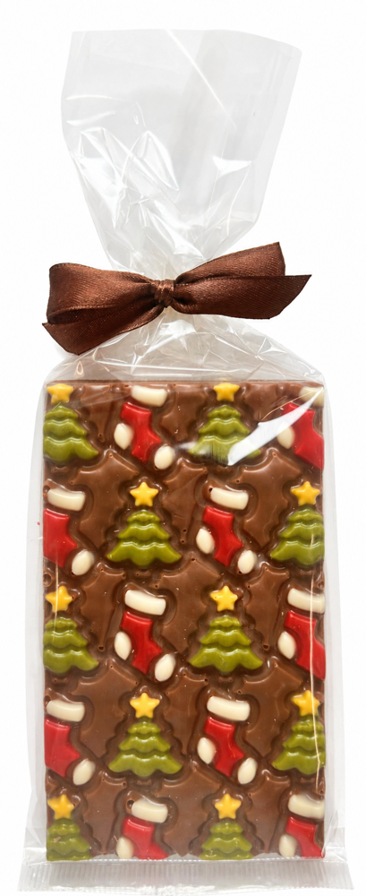 Chocolade melk tablet "TREE & SOCK" inclusief logosticker
