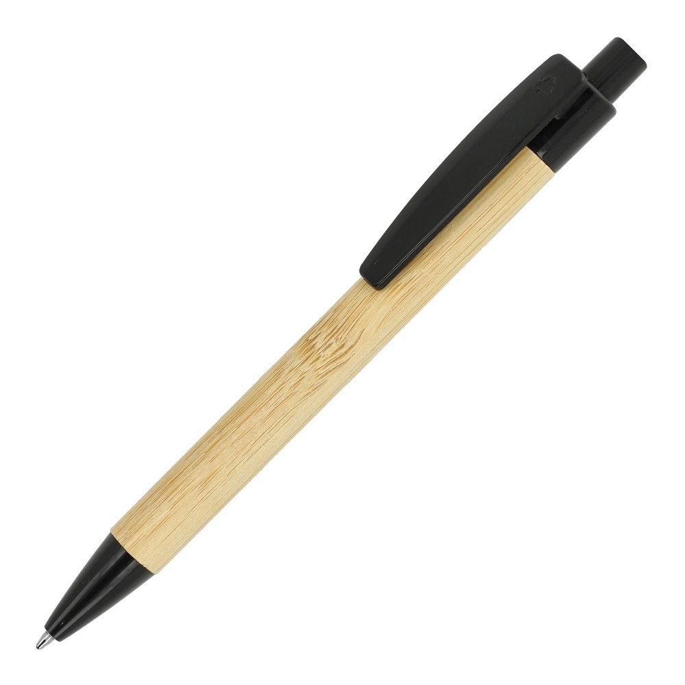 Ball pen bamboe met tarwestro - zwart