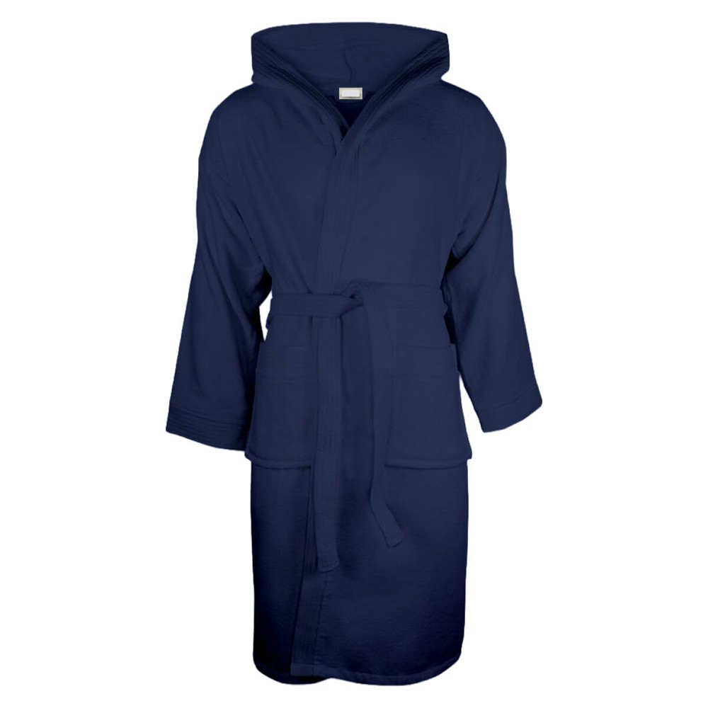Sophie Muval velours badjas met capuchon, 380gr/m² - Navy (PMS 533c)