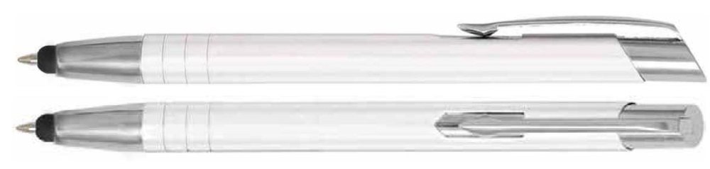 Aluminium touch-stylus balpen Tours - Wit
