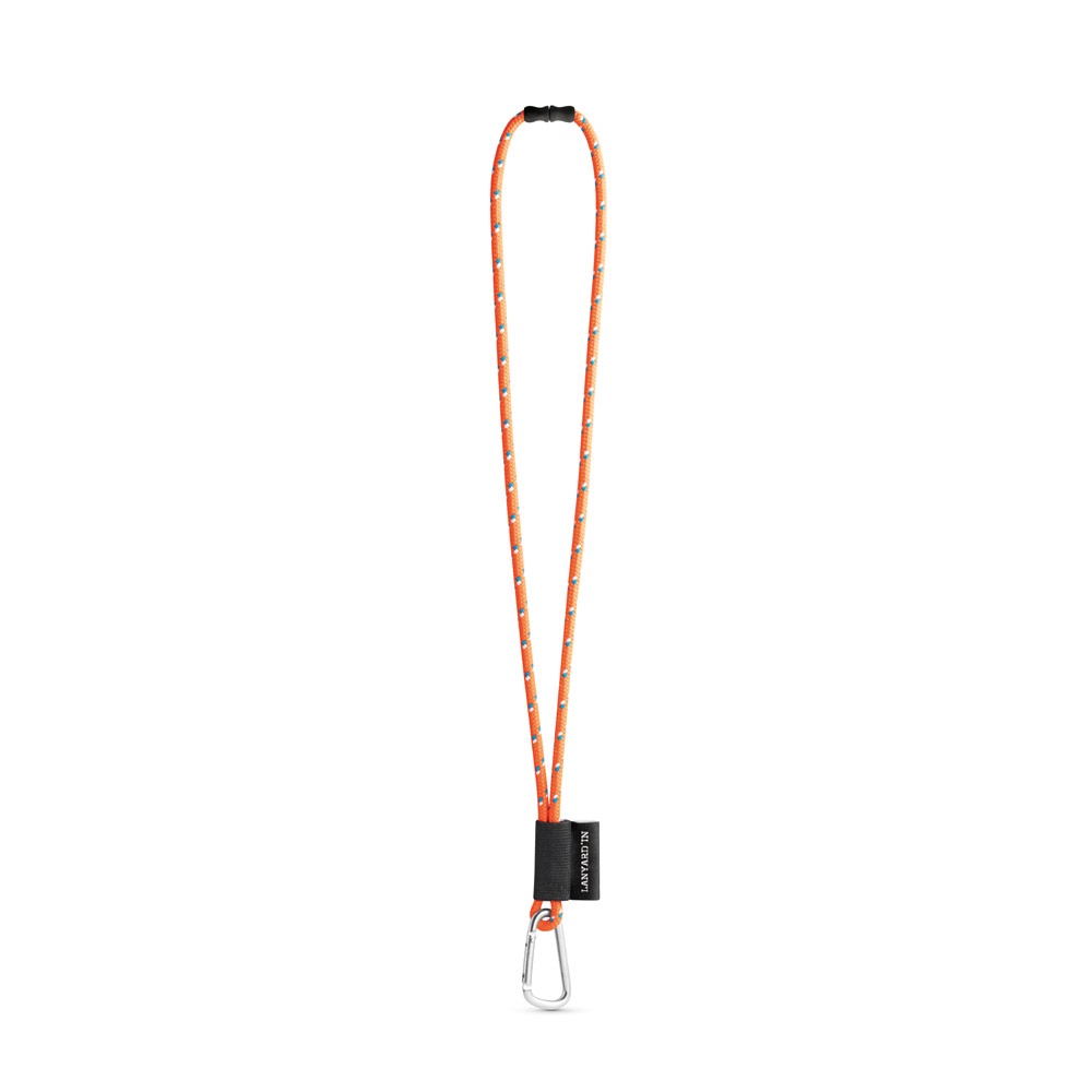 75091. SET Lanyard NAUTIC Lang (Ø 7 mm) met 55 mm D-vormige karabijnhaak en Ø 7 mm veiligheidssluiting - Oranje hexachrome