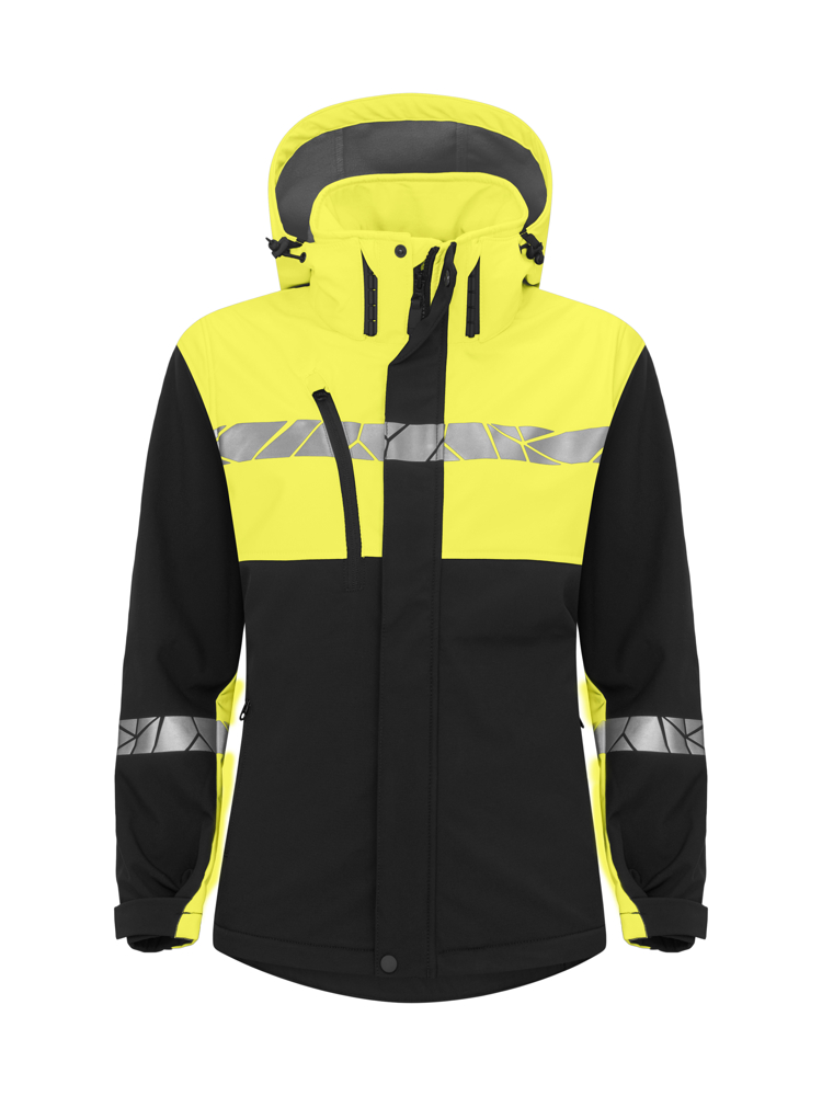 7417 SOFTSHELL JAS DAMES - zwart/geel