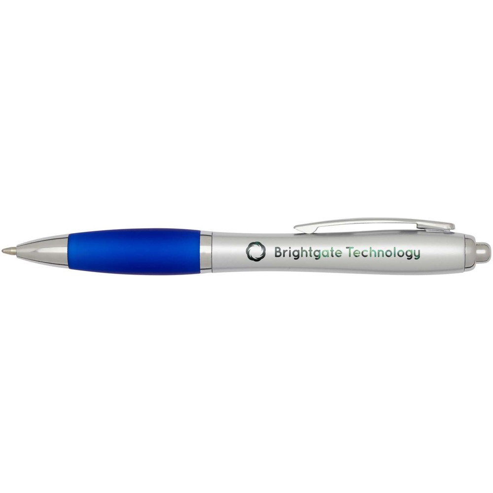 Nash RCS balpen van gerecycled plastic met zilveren behuizing en gekleurde grip (zwarte inkt)