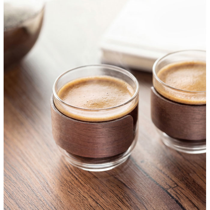 BOGOTA SET - Koffieglazen set walnoot greep