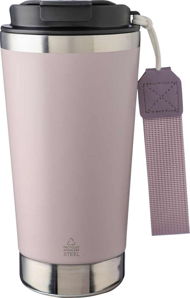 Dubbelwandige thermosbeker Kayla | Gerecycled | 500 ml - pastel roze