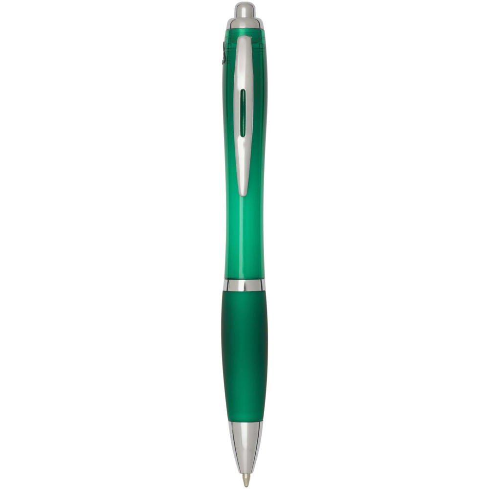 Nash balpen van RCS gerecycled plastic met gekleurde behuizing en grip (blauwe inkt) - Groen